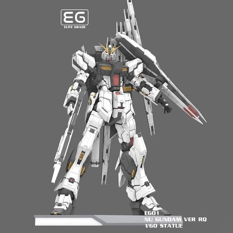 Model kit of a robot with 'EG Elite Grade' branding on a gray background