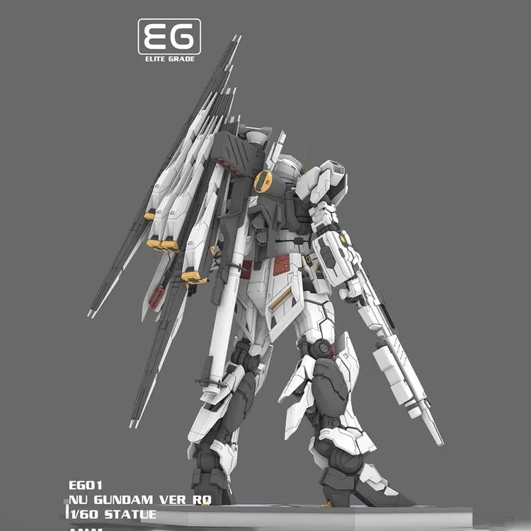 Model of a robot with 'EG' logo on a gray background