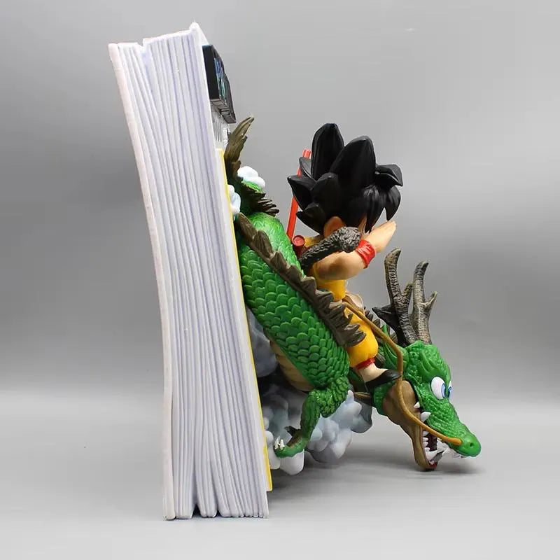Dragon-shaped bookend with characters on a gray background