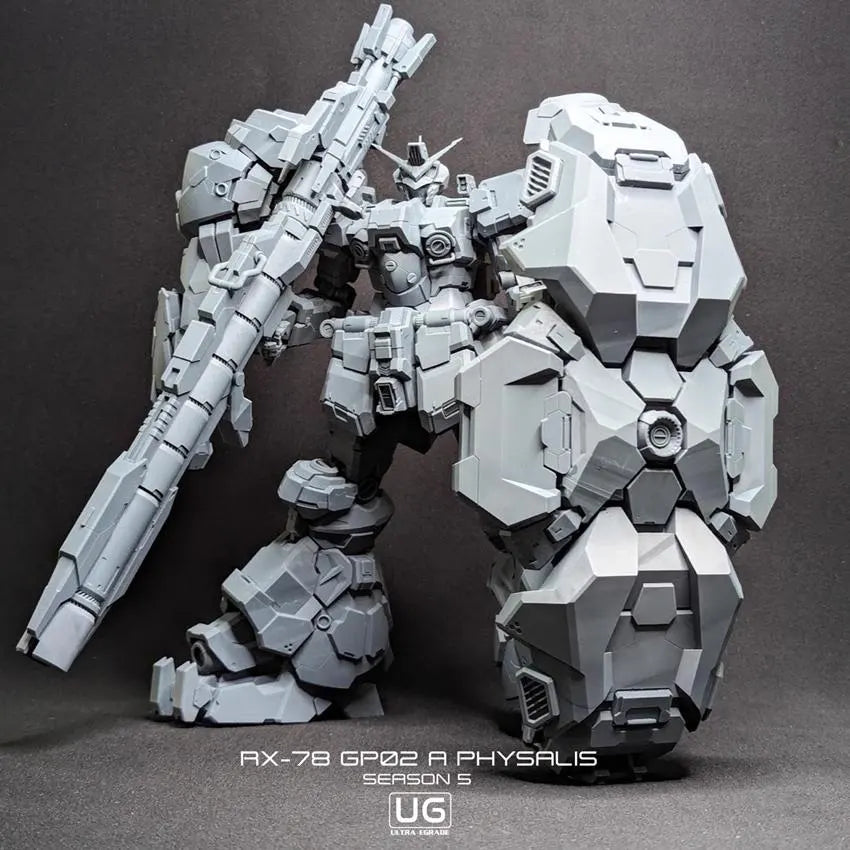 Model of a robot with a dark gray background