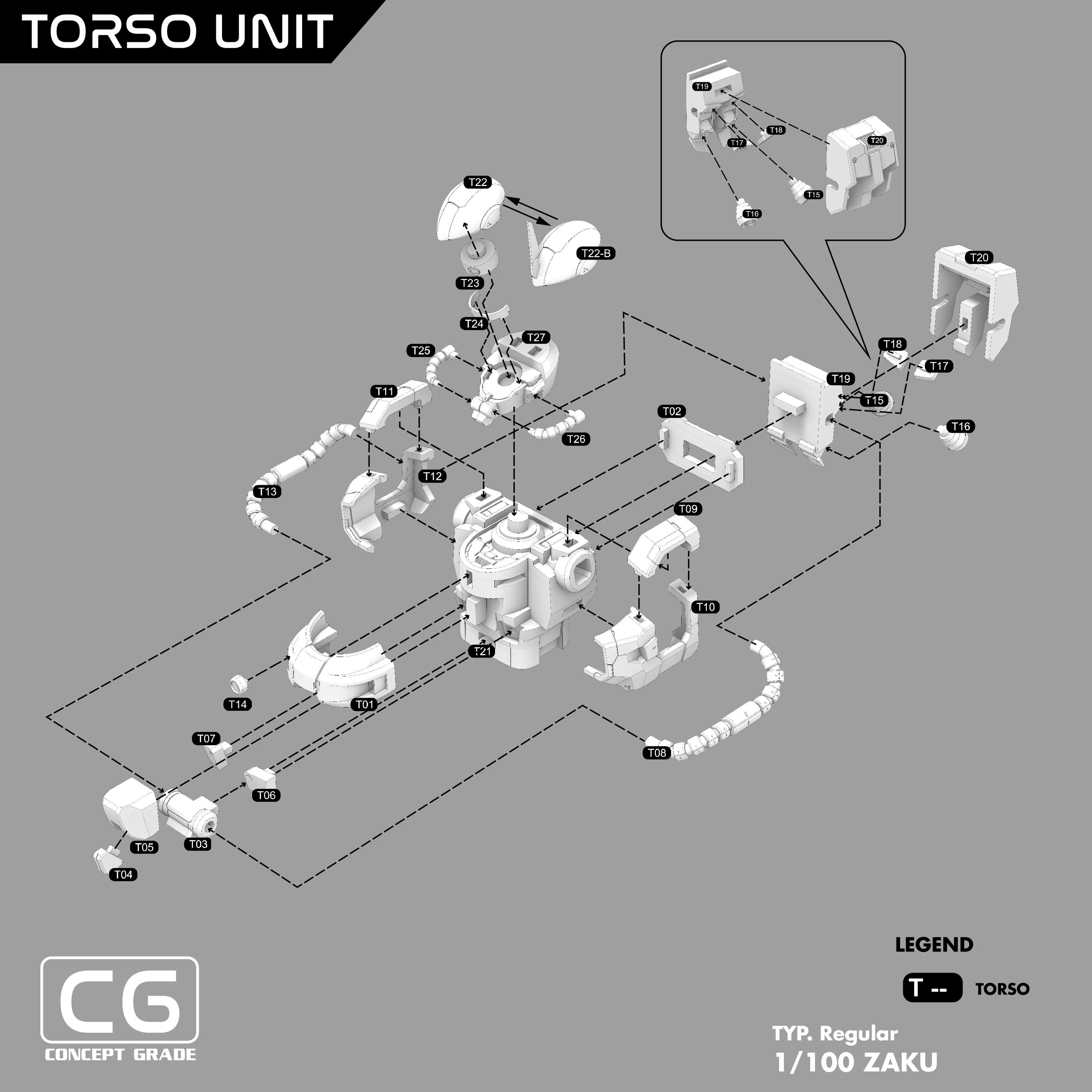Gundam Zaku, 1/100 Scale with Assembly Instruction Stl Files