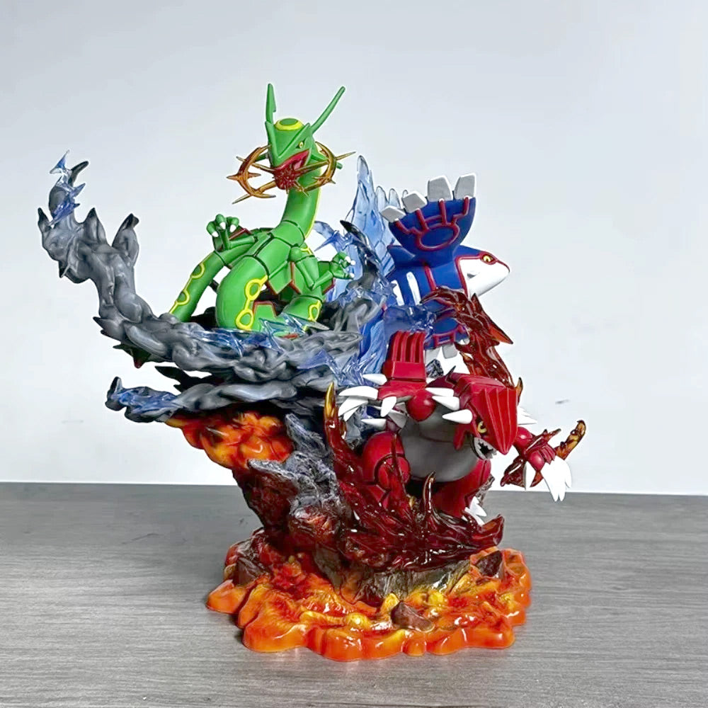 pokemon diorama on a gray surface with a white background