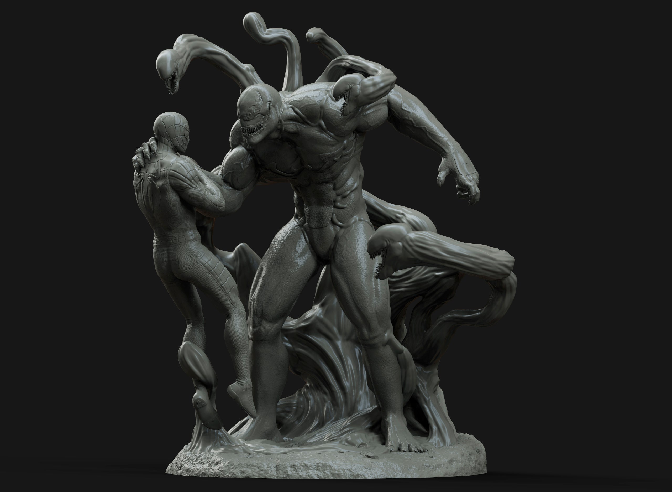 Venom vs Spiderman 3D STL File, 3D Printable Movie Comics Statue Design