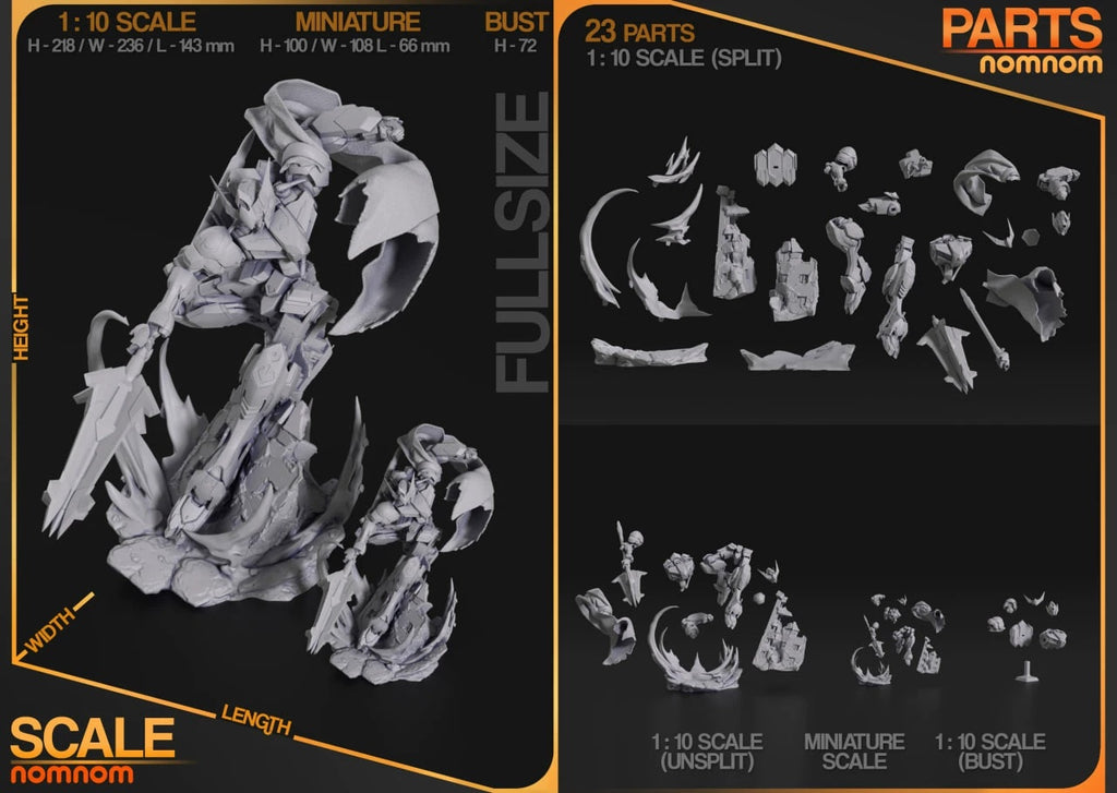 Gundam Barbatos with Bonus Gundam Bust 3D Stl Files, 3D Printable Statue Design