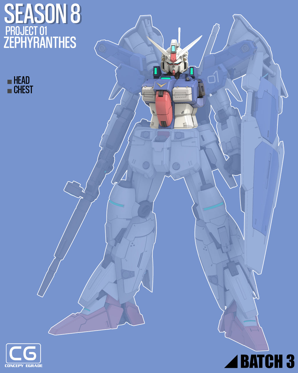 Gundam Zaku, échelle 1/100 avec instructions de montage (fichiers STL)