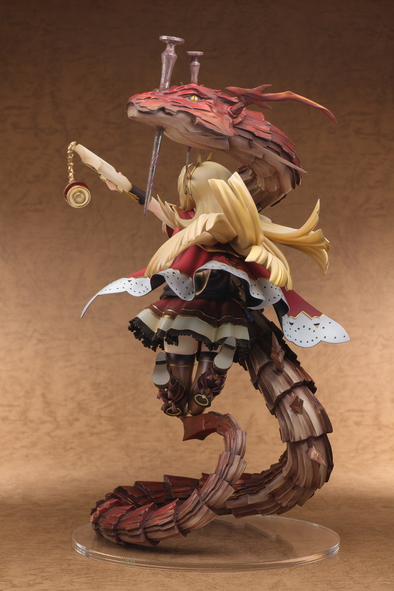 Detailed figurine with a fantasy design on a brown background