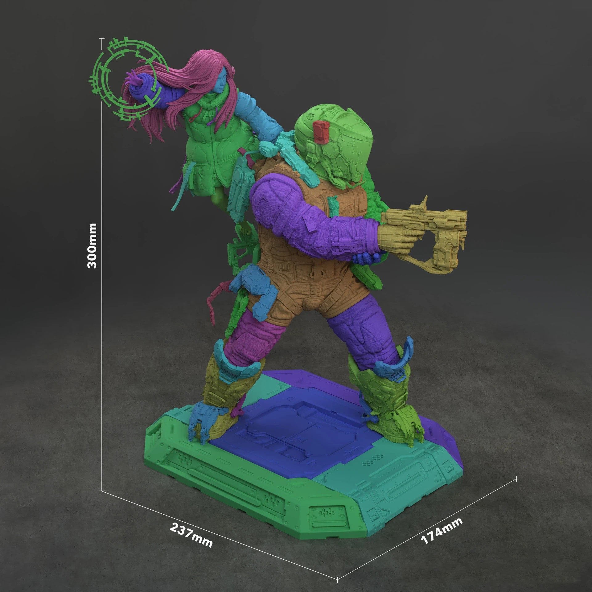 Diana & Hugh (Pragmata) Statue 3D STL File (Cut & Uncut), 3D Printable Model Design