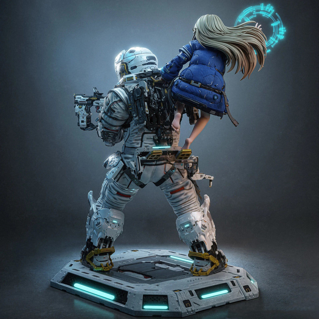 Diana & Hugh (Pragmata) Statue 3D STL File (Cut & Uncut), 3D Printable Model Design