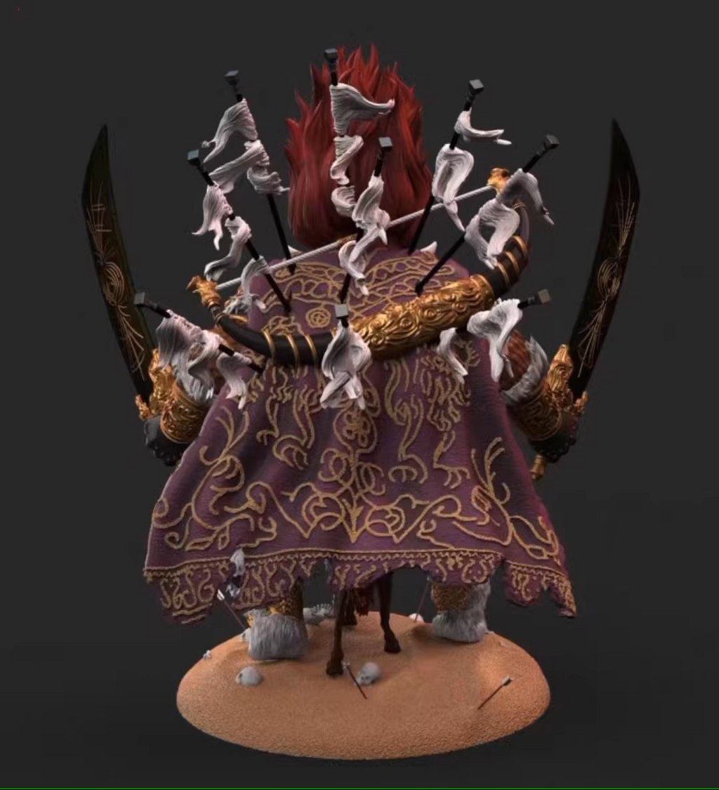 Decorative figure with intricate design on a dark background