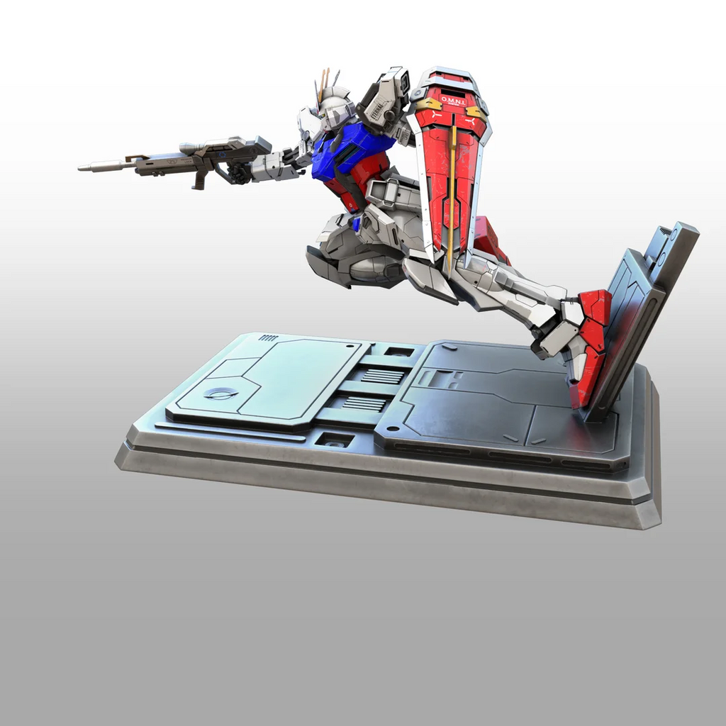 Mechanical model on a stand with a gray background