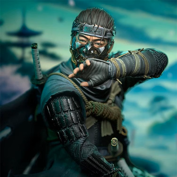 Person in samurai armor with a blurred background