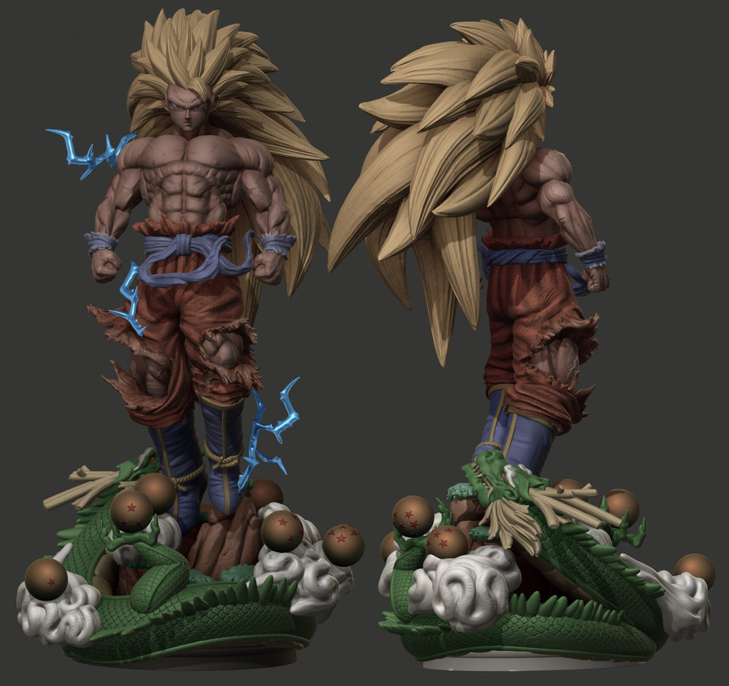 Muscular character figurine with long blonde hair and blue energy on a dark background