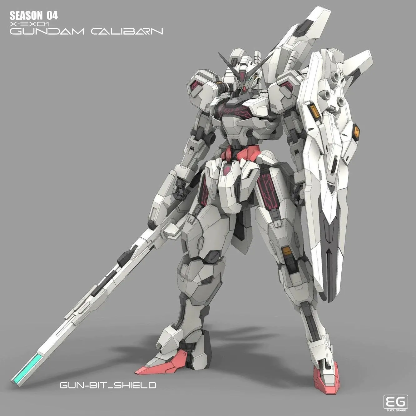 Mechanical robot model with detailed design on a gray background