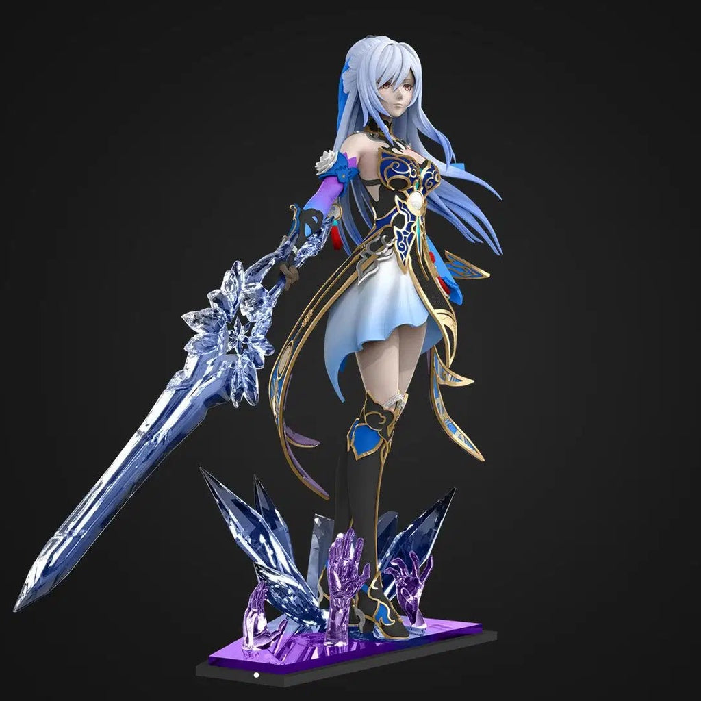 Fantasy figurine with a sword on a dark background