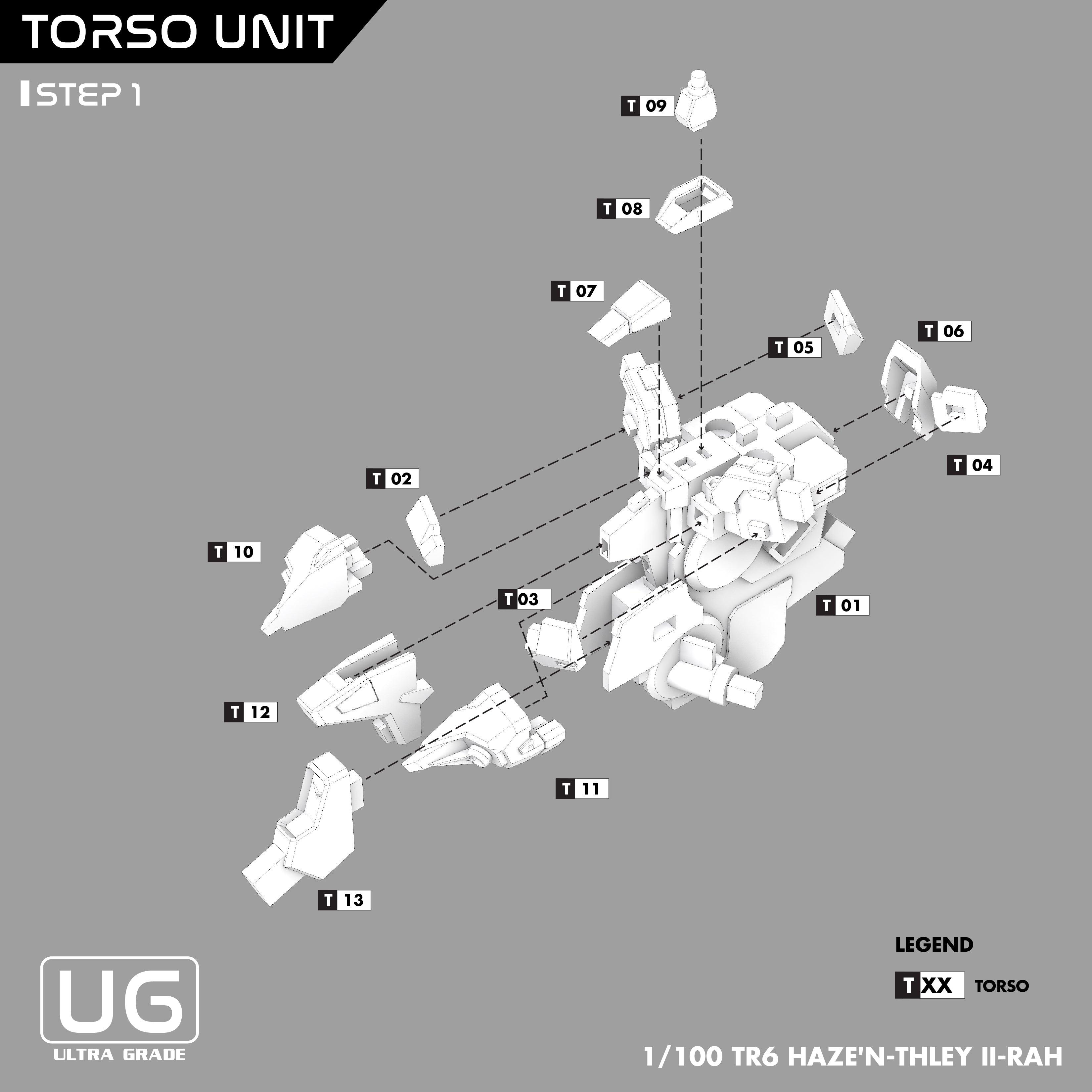 Gundam TR-6 Haze'n-thley II-Rah 3D Stl Files, 1/100 3D Printable Statue Design with Assembly Instruction