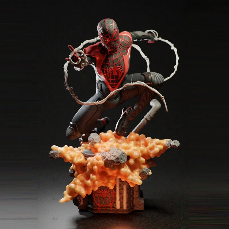 Spider-Man figurine in action pose on a dark background