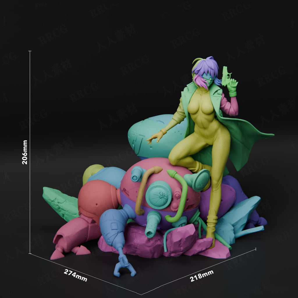 Colorful figurine with a character on a black background