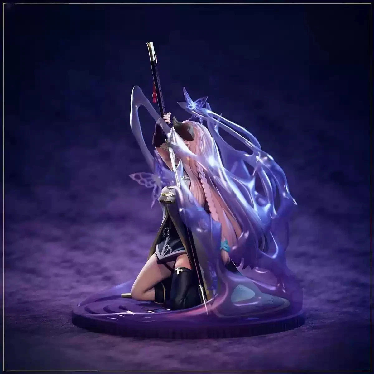 Figurine with glowing effects on a dark background