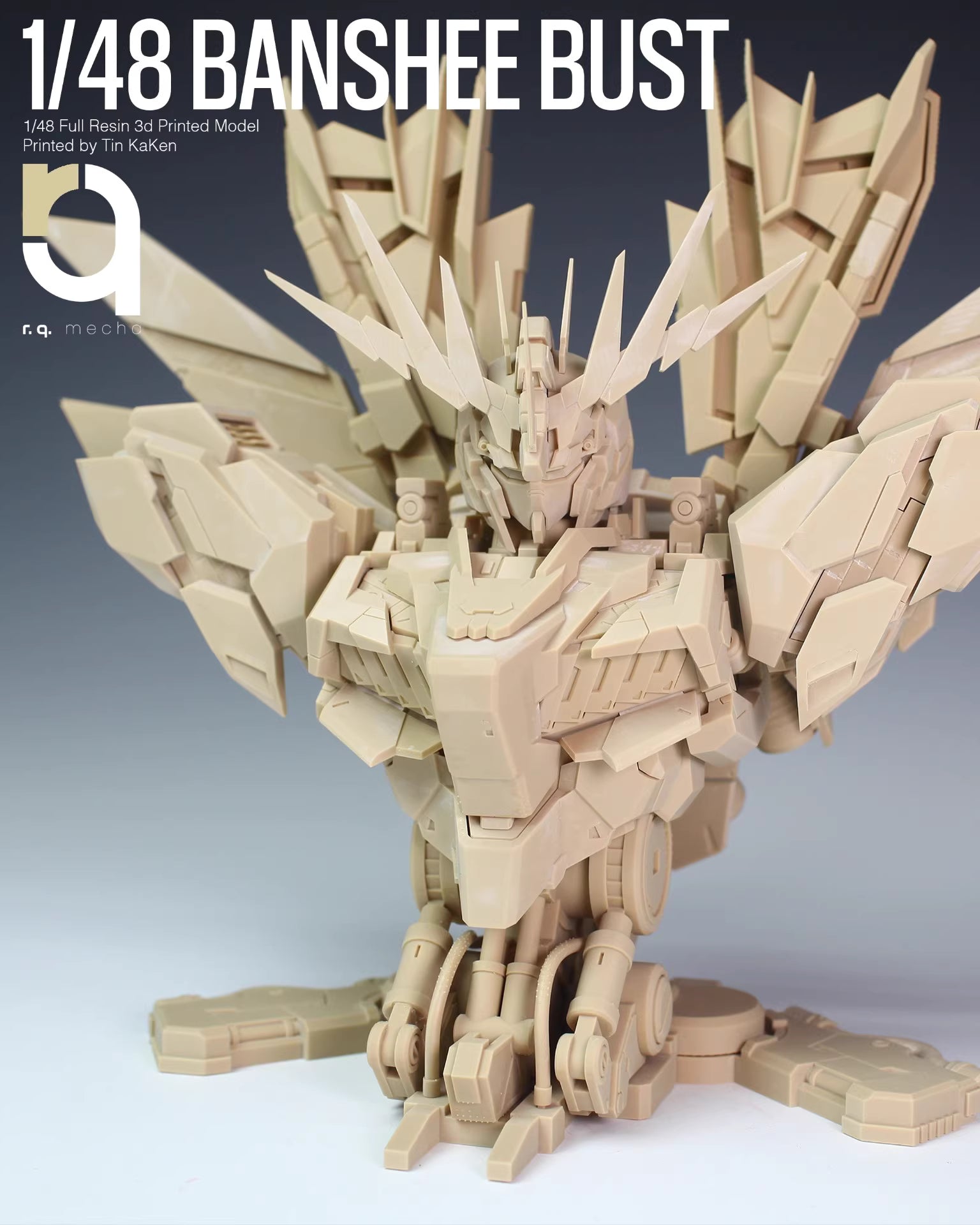 Model kit of a 'Banshee Bust' with beige color on a white background