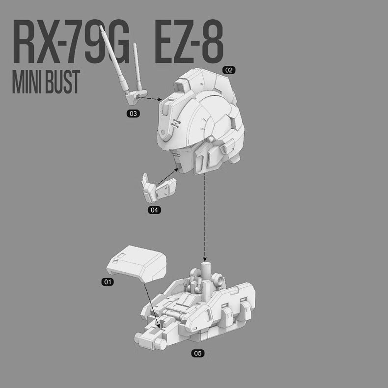 Gundam EZ8 Bust 3D Stl Files, 3D Printable Model with Assembly Instruction