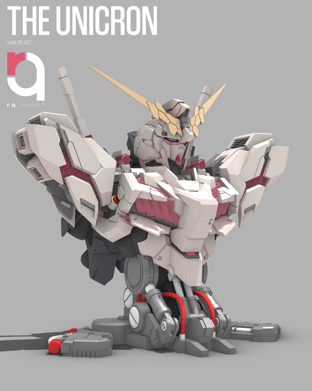Unicron toy figure with gray, red, and black design on a gray background