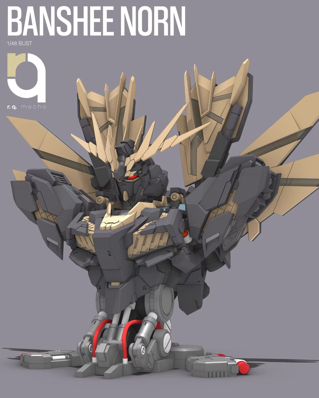 Mechanical creature model named 'Banshee Norn' with a gray background