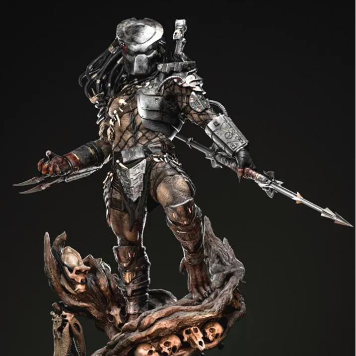 Predator figurine with a dark background