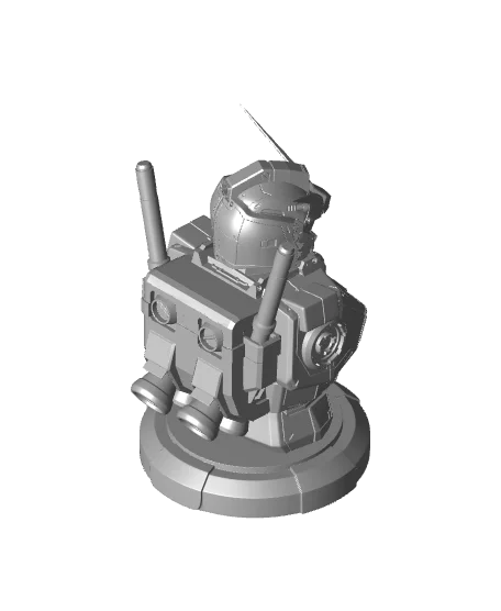 Metallic robot figure on a white background