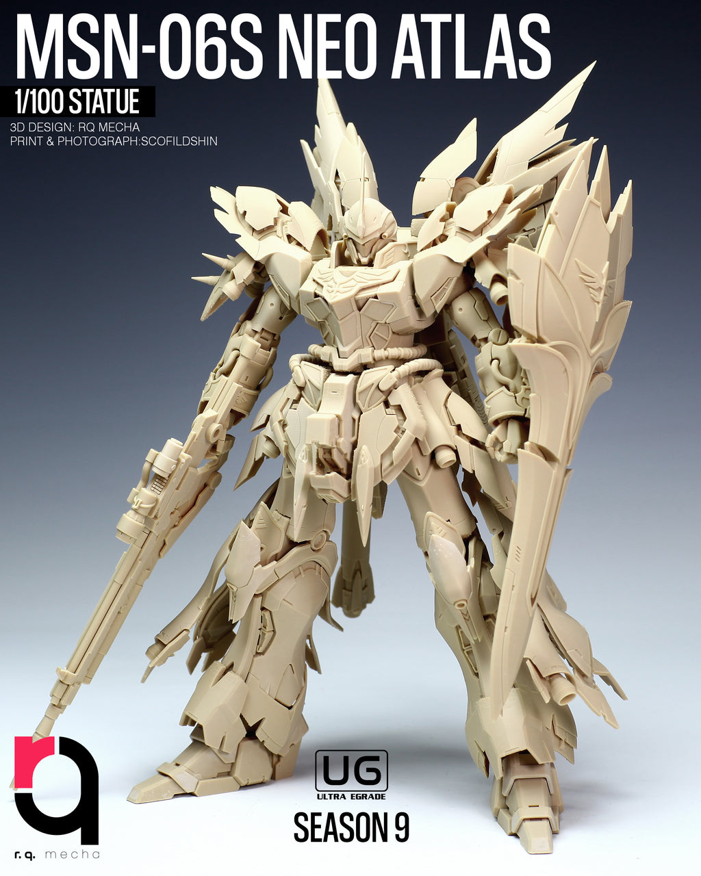 Gundam Sinanju - Neo Atlas MSN-06S Figure 3D Stl Files, 1/100 3D Printable Statue Design with Assembly Instruction