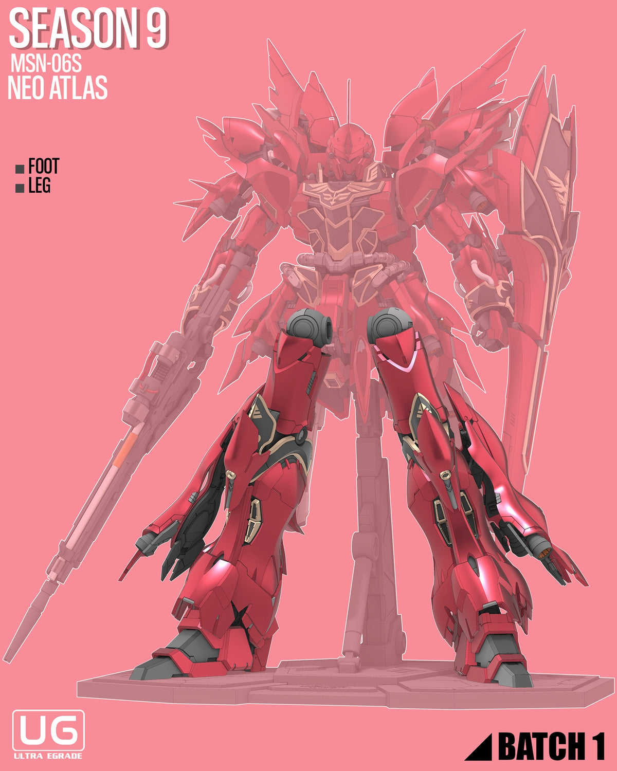 Gundam Sinanju - Neo Atlas MSN-06S Figure 3D Stl Files, 1/100 3D Printable Statue Design with Assembly Instruction