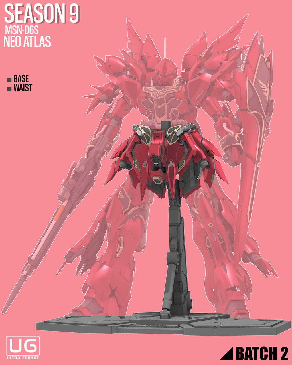 Gundam Sinanju - Neo Atlas MSN-06S Figure 3D Stl Files, 1/100 3D Printable Statue Design with Assembly Instruction