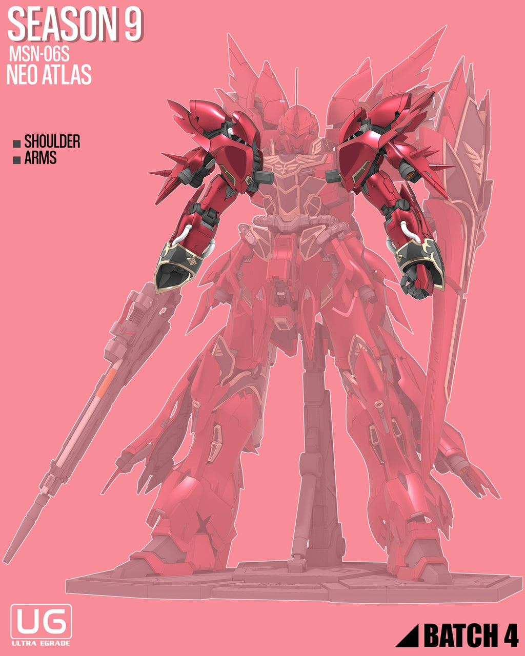 Gundam Sinanju - Neo Atlas MSN-06S Figure 3D Stl Files, 1/100 3D Printable Statue Design with Assembly Instruction