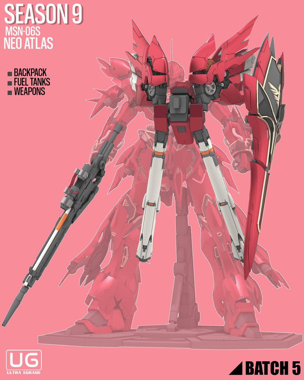 Gundam Sinanju - Neo Atlas MSN-06S Figure 3D Stl Files, 1/100 3D Printable Statue Design with Assembly Instruction