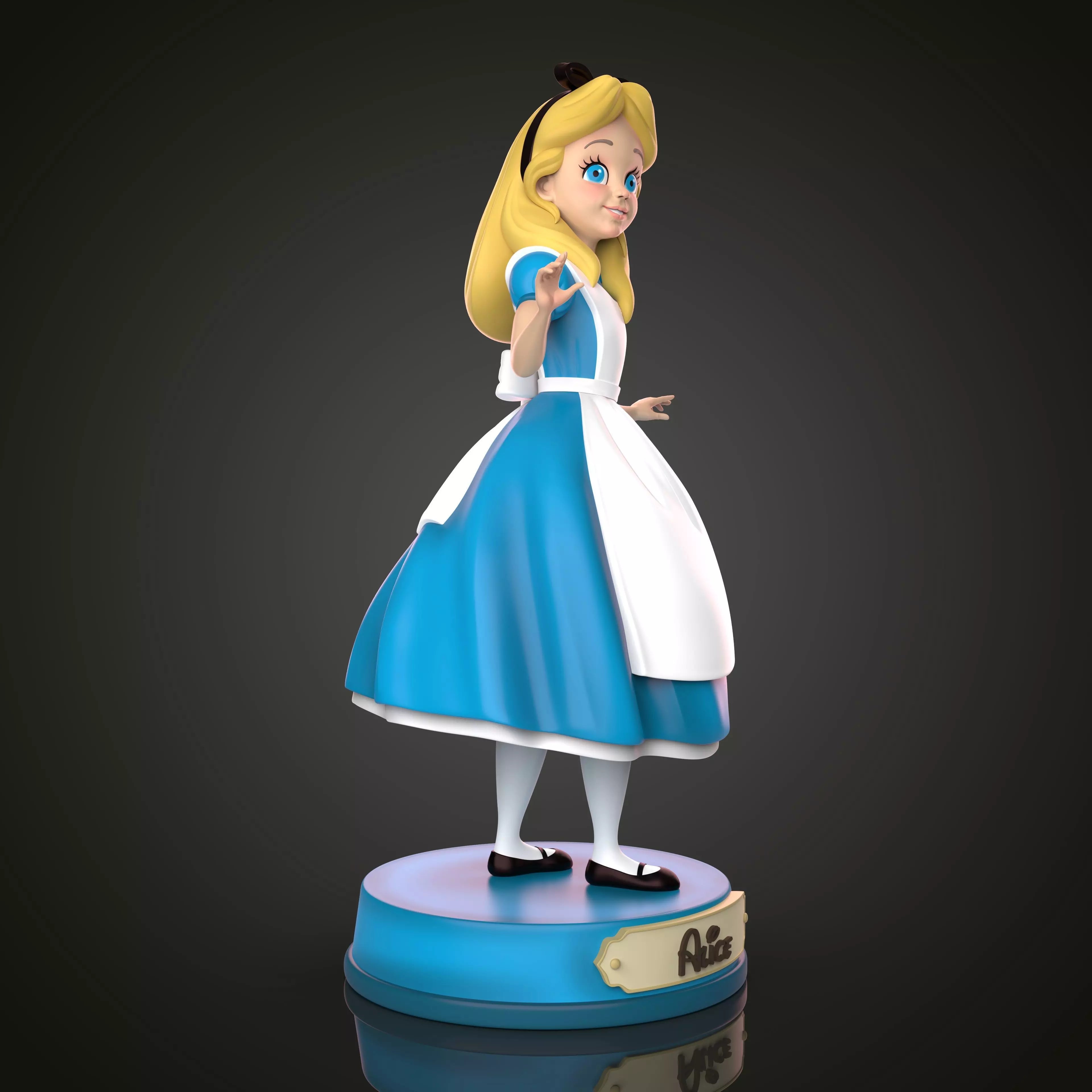 Alice figure from 'Alice in Wonderland' on a dark background
