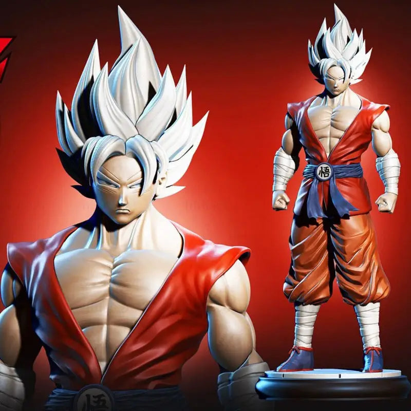 Super Saiyan God Son Goku figure against a red background
