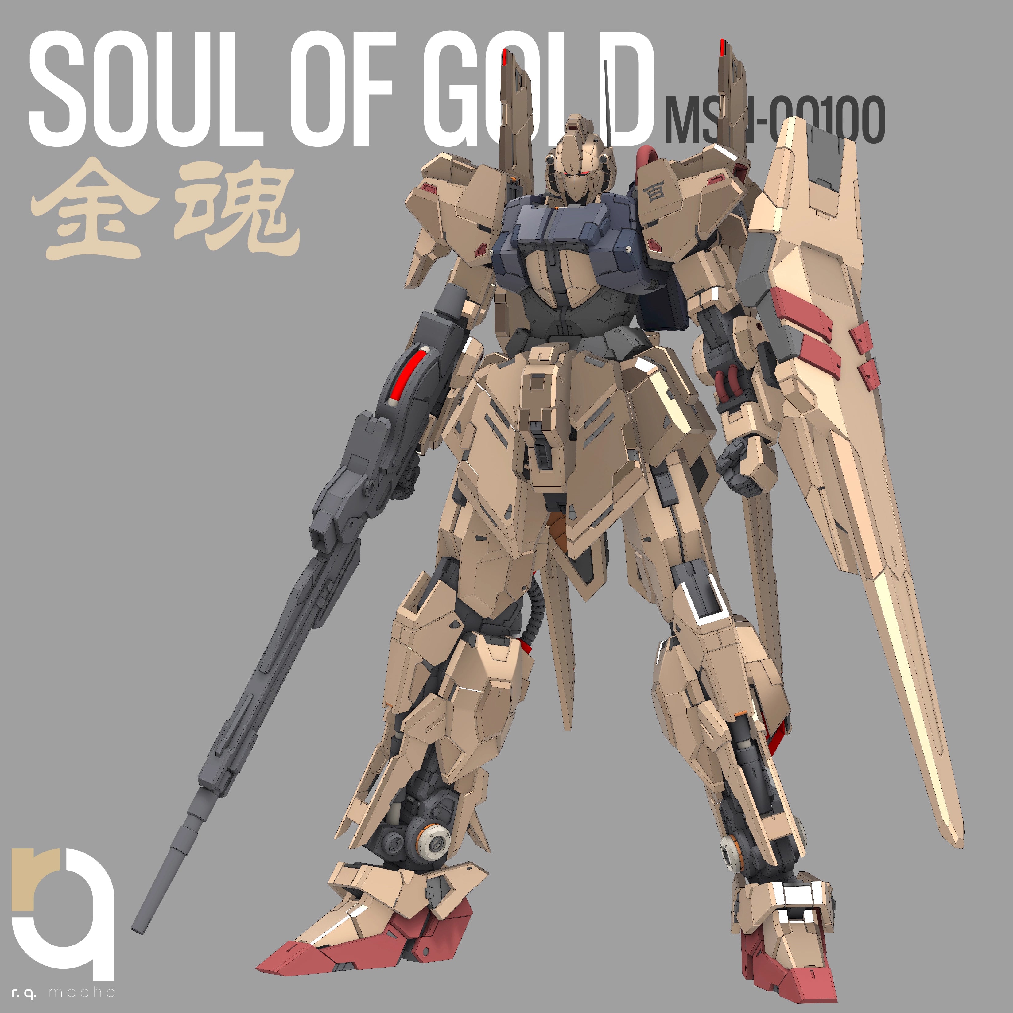 Gundam Soul of Gold 3D Stl Files, 1/100 Scale with Assembly Instruction, 3D Printable Model Design