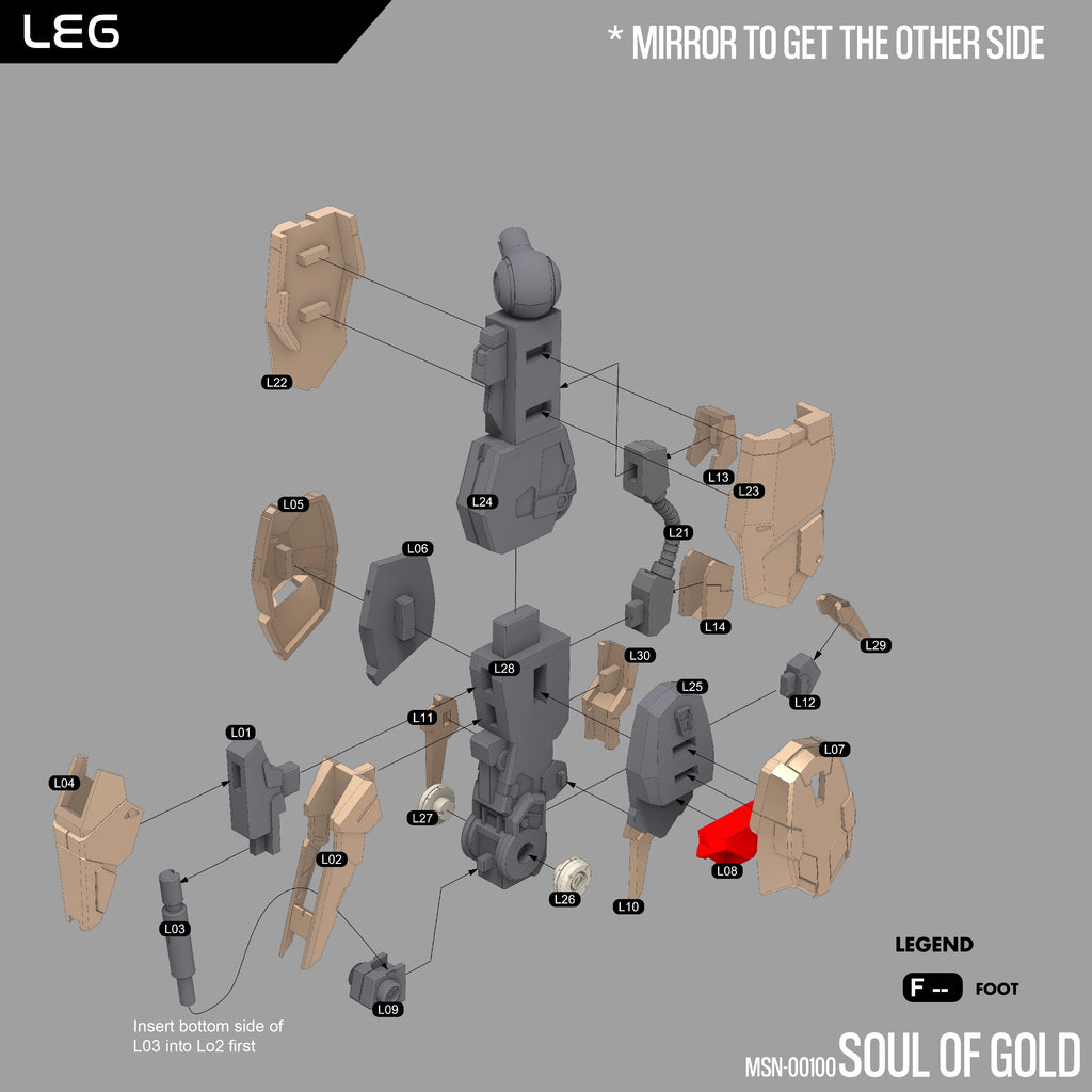 Gundam Soul of Gold 3D Stl Files, 1/100 Scale with Assembly Instruction, 3D Printable Model Design