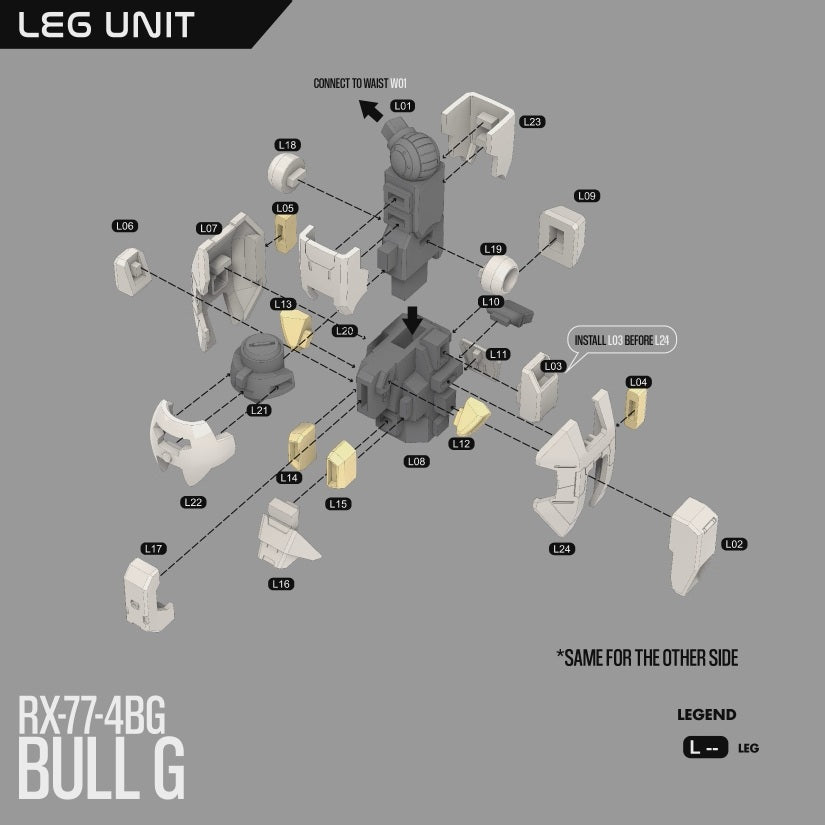 Gundam Bull-G 3D Stl Files, 1/100 Scale 3D Printable Model Design with Assembly Instruction