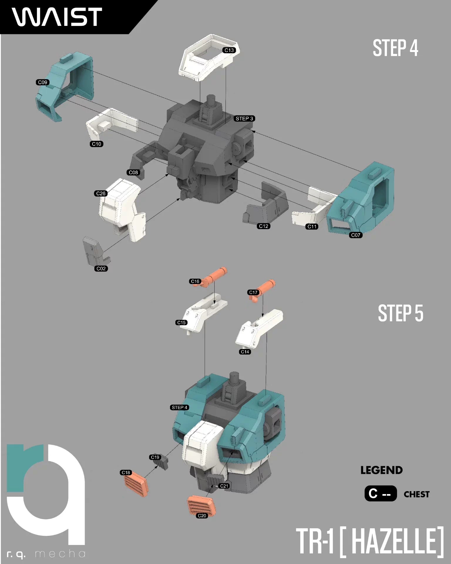Gundam Hazelle 1/100 3D Stl Files, 3D Printable Statue Design with Assembly Instruction