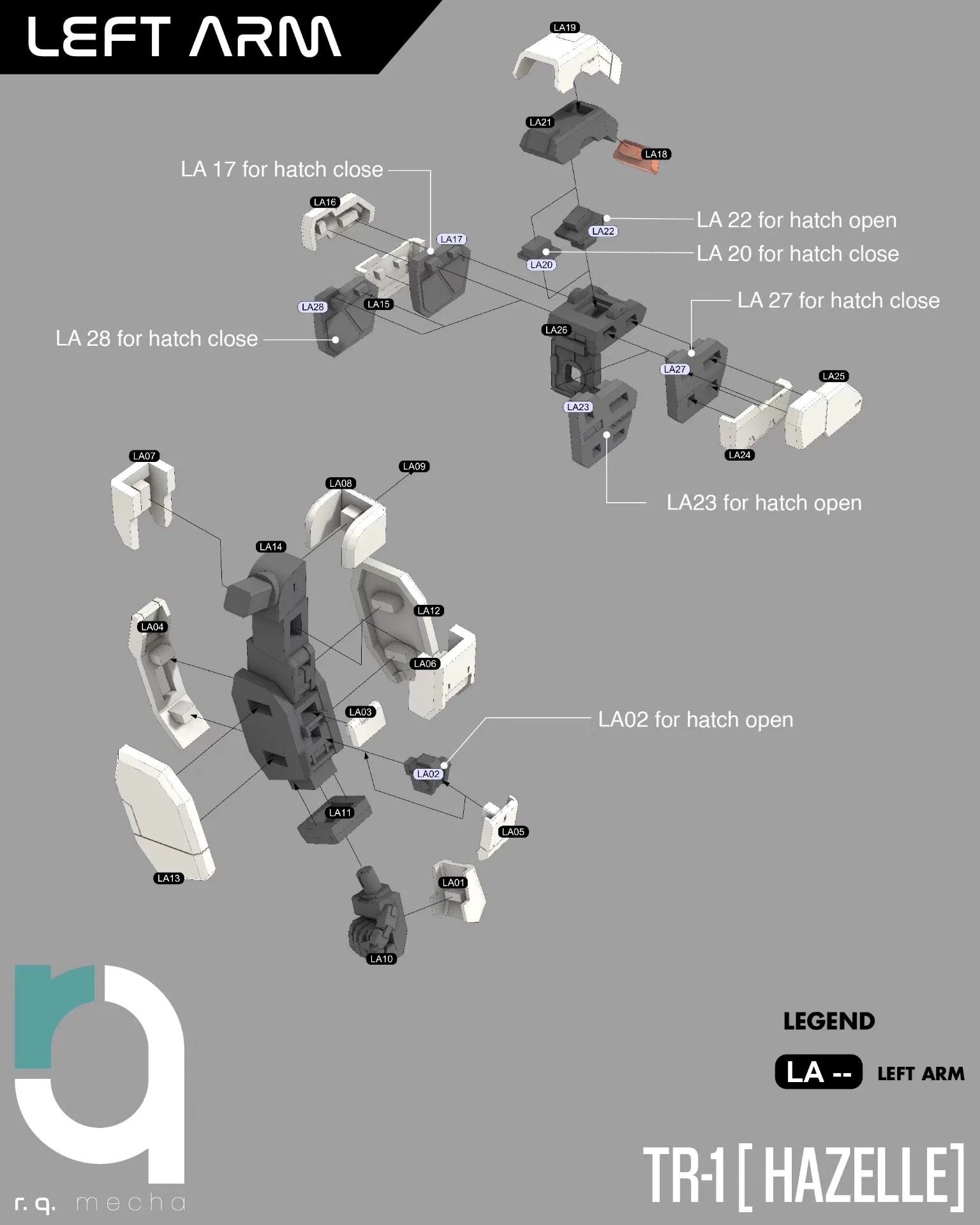 Gundam Hazelle 1/100 3D Stl Files, 3D Printable Statue Design with Assembly Instruction