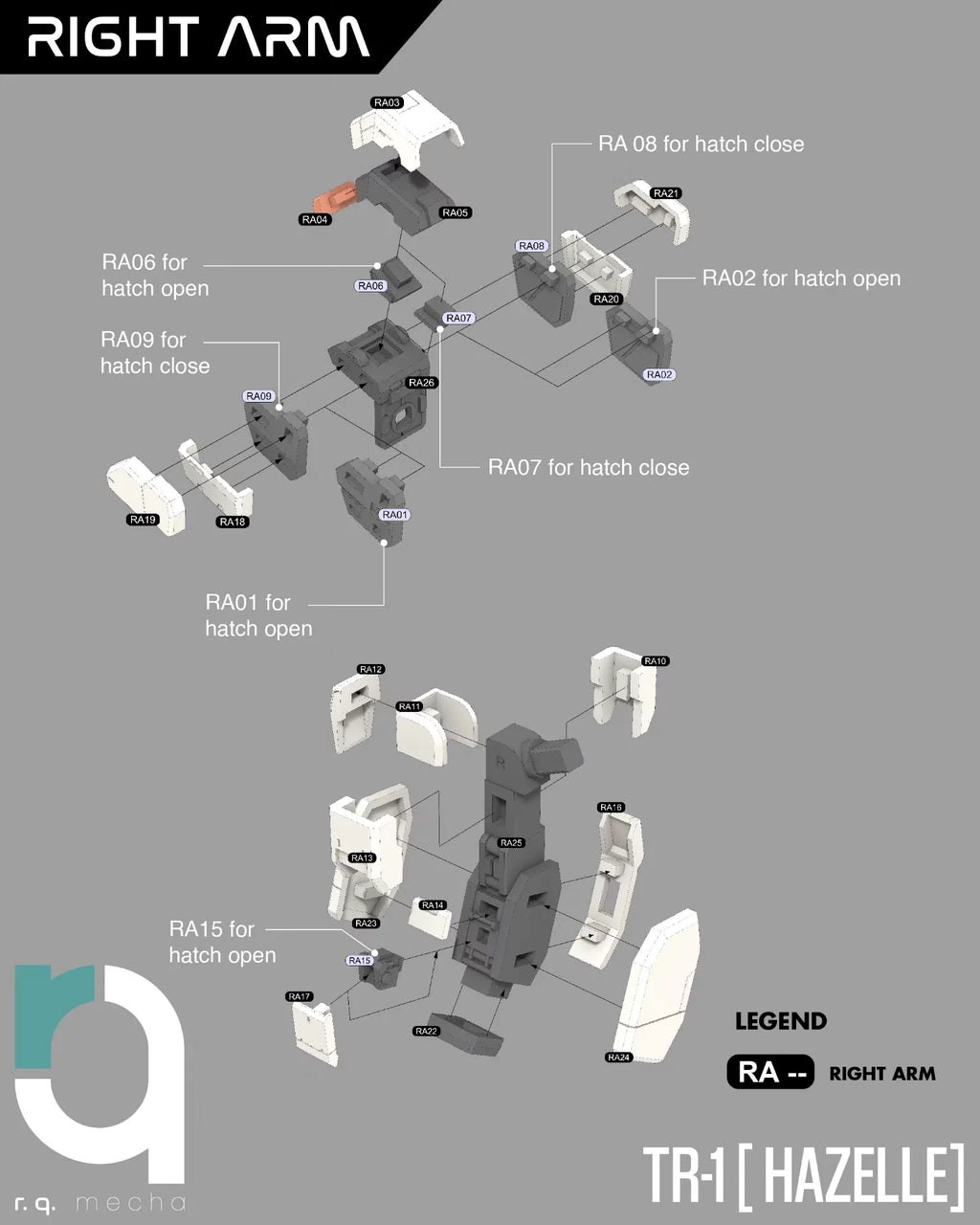Gundam Hazelle 1/100 3D Stl Files, 3D Printable Statue Design with Assembly Instruction