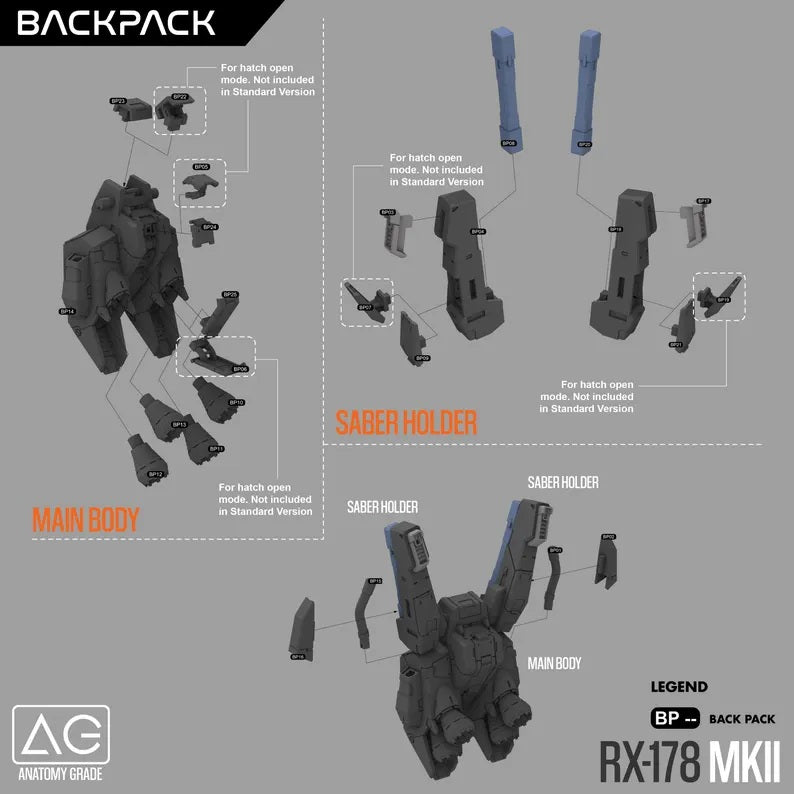 Gundam RX178 MKII 1/100 3D Stl Files, 3D Printable Statue Design with Assembly Instruction