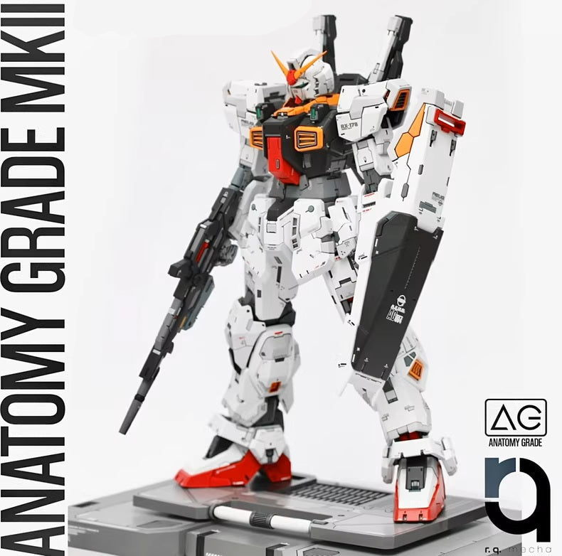 Model kit of a robot with 'Anatomy Grade MKII' branding on a white background