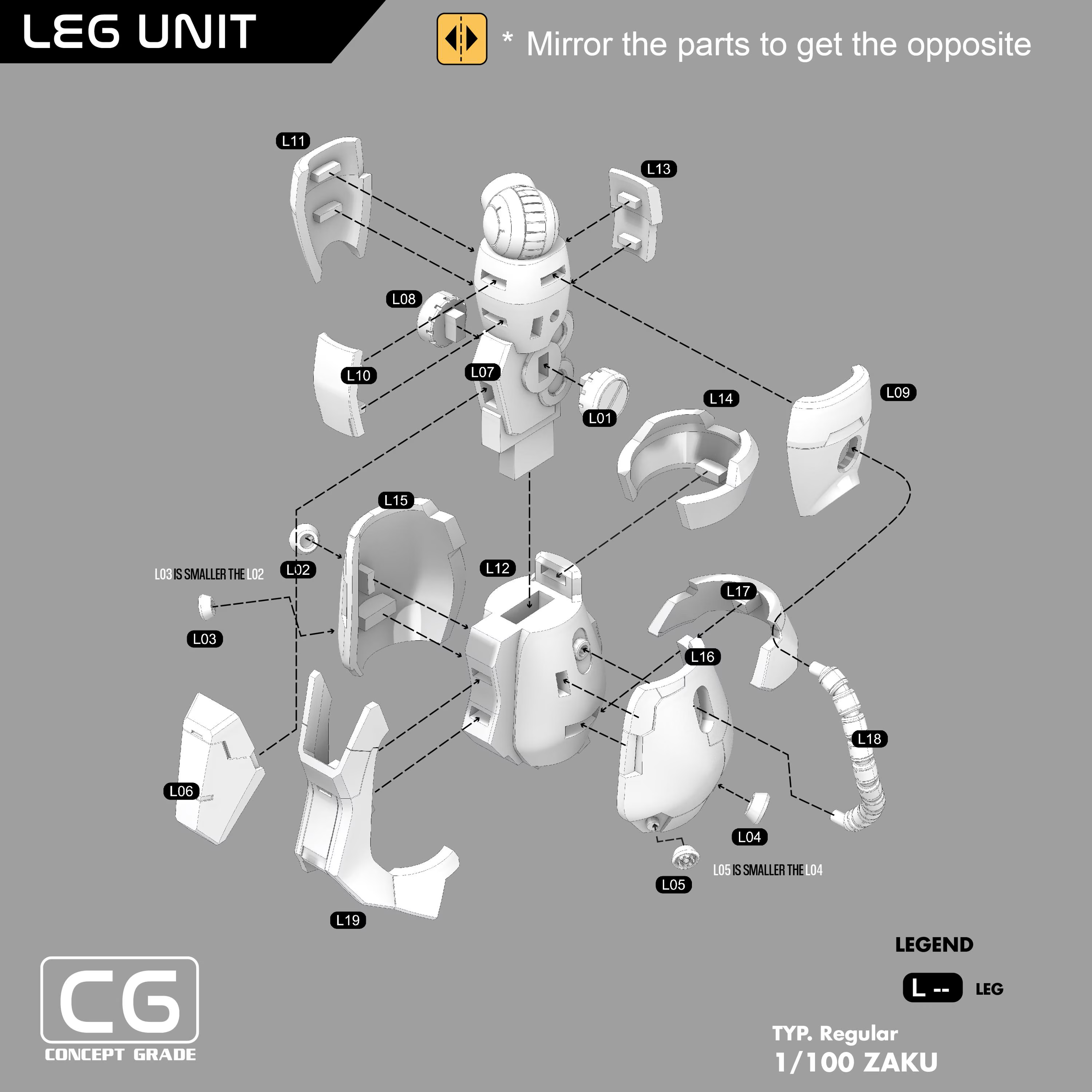 Gundam Zaku, 1/100 Scale with Assembly Instruction Stl Files