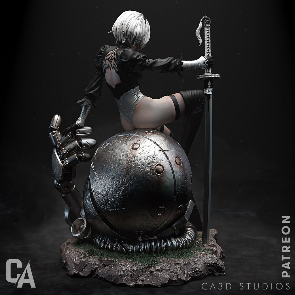 2B Nier After Battle Figure 3D STL File, 3D Printable Statue Design