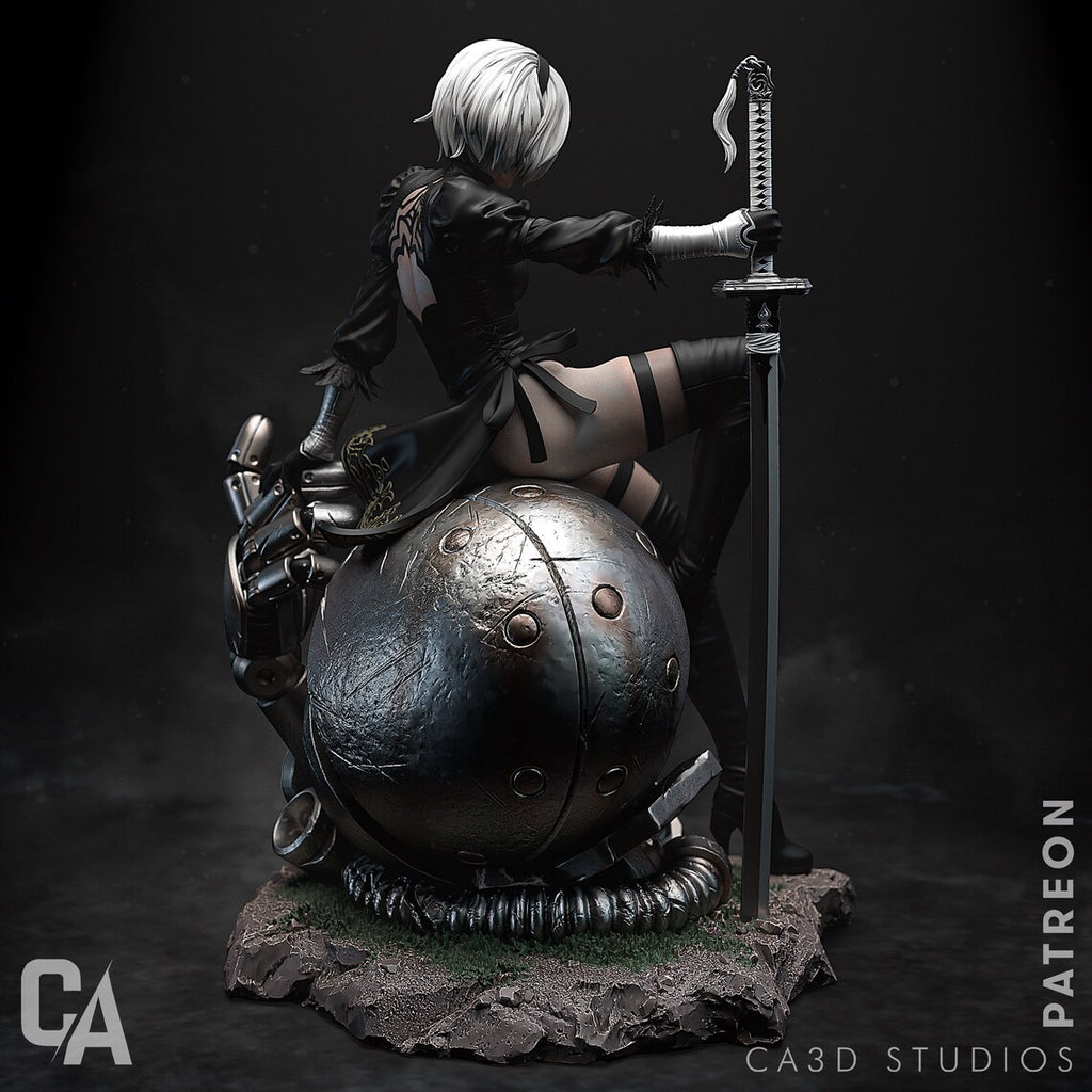 2B Nier After Battle Figure 3D STL File, 3D Printable Statue Design