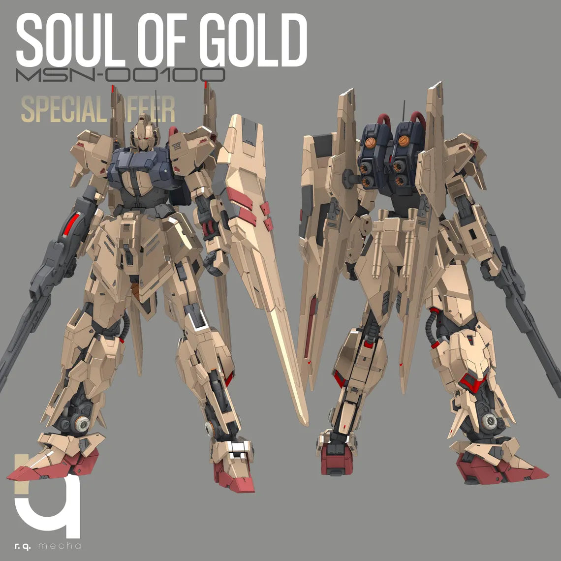 Two robot models with 'Soul of Gold' text on a gray background