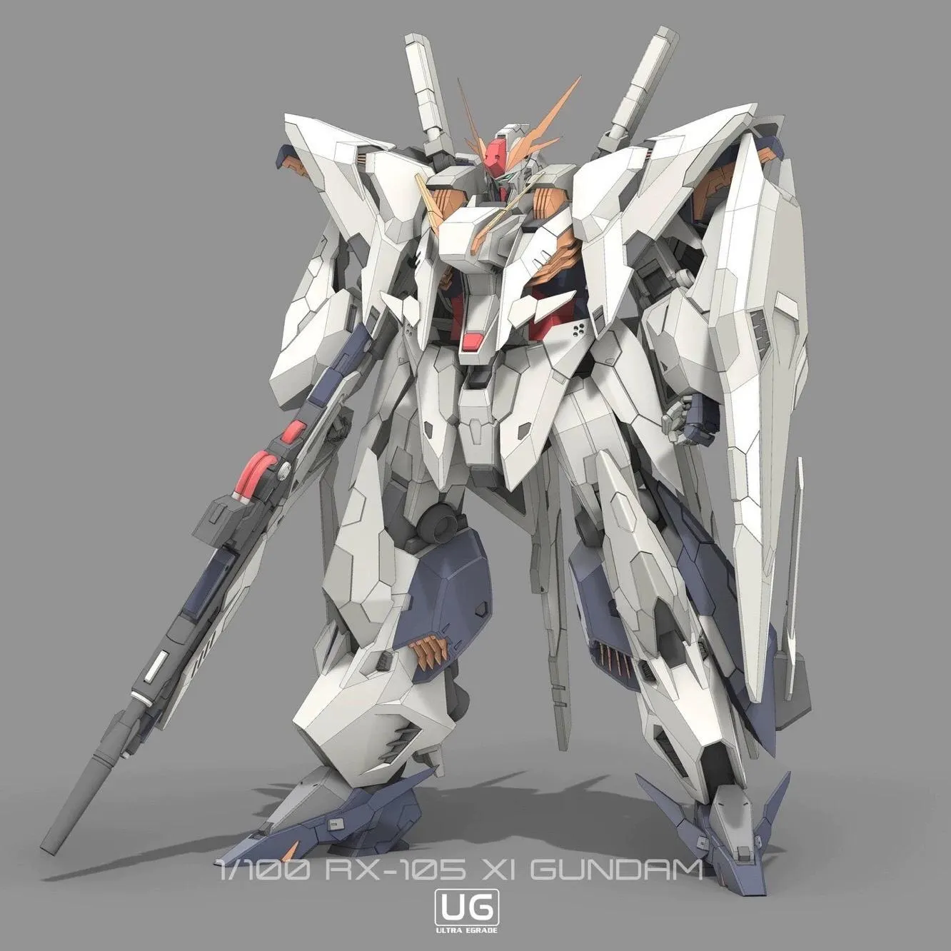 Model of a robot with a gray background