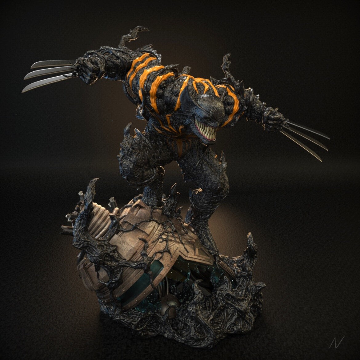 Detailed figurine of a warrior with a dark background