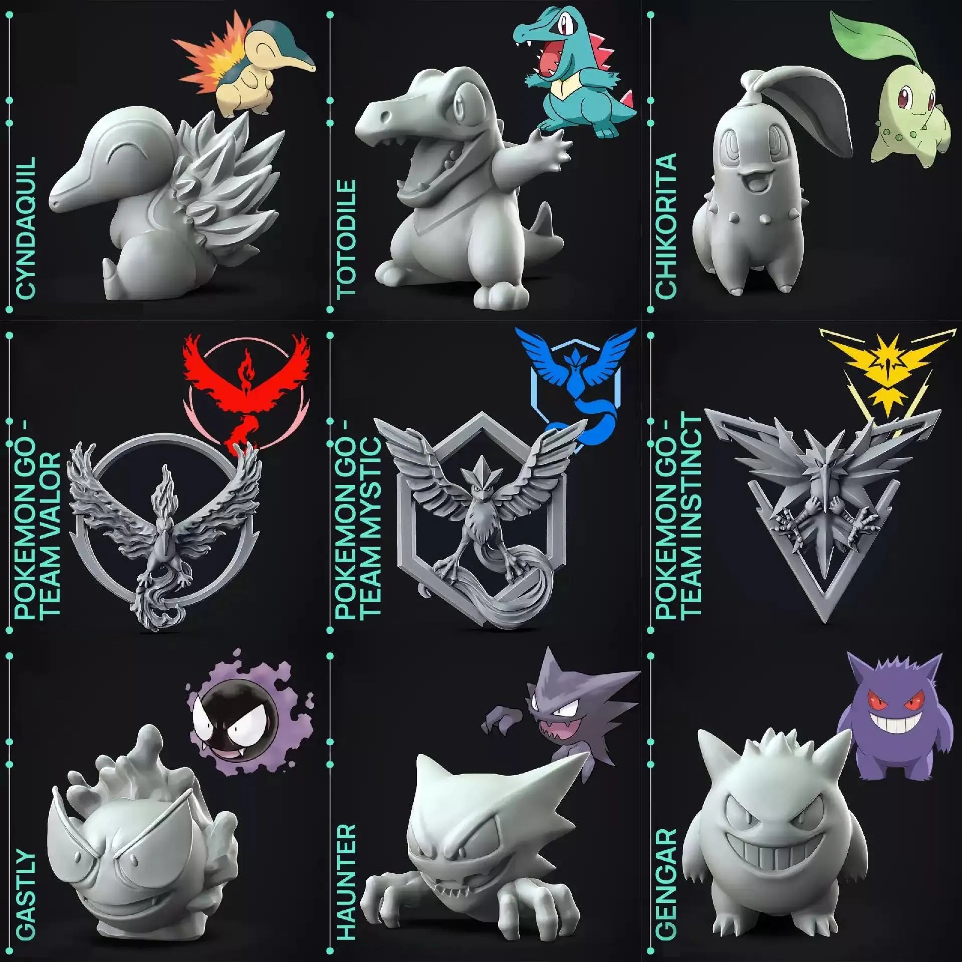 Set of 9 Pokemon 3D Printing Stl File Bundle Pack (4), 3D Printable Model Design
